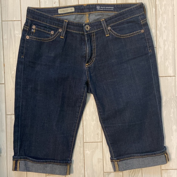 AG Adriano Goldshmied The Malibu Crop Pant Bermuda Short in Dark Wash Si… - Picture 3 of 9